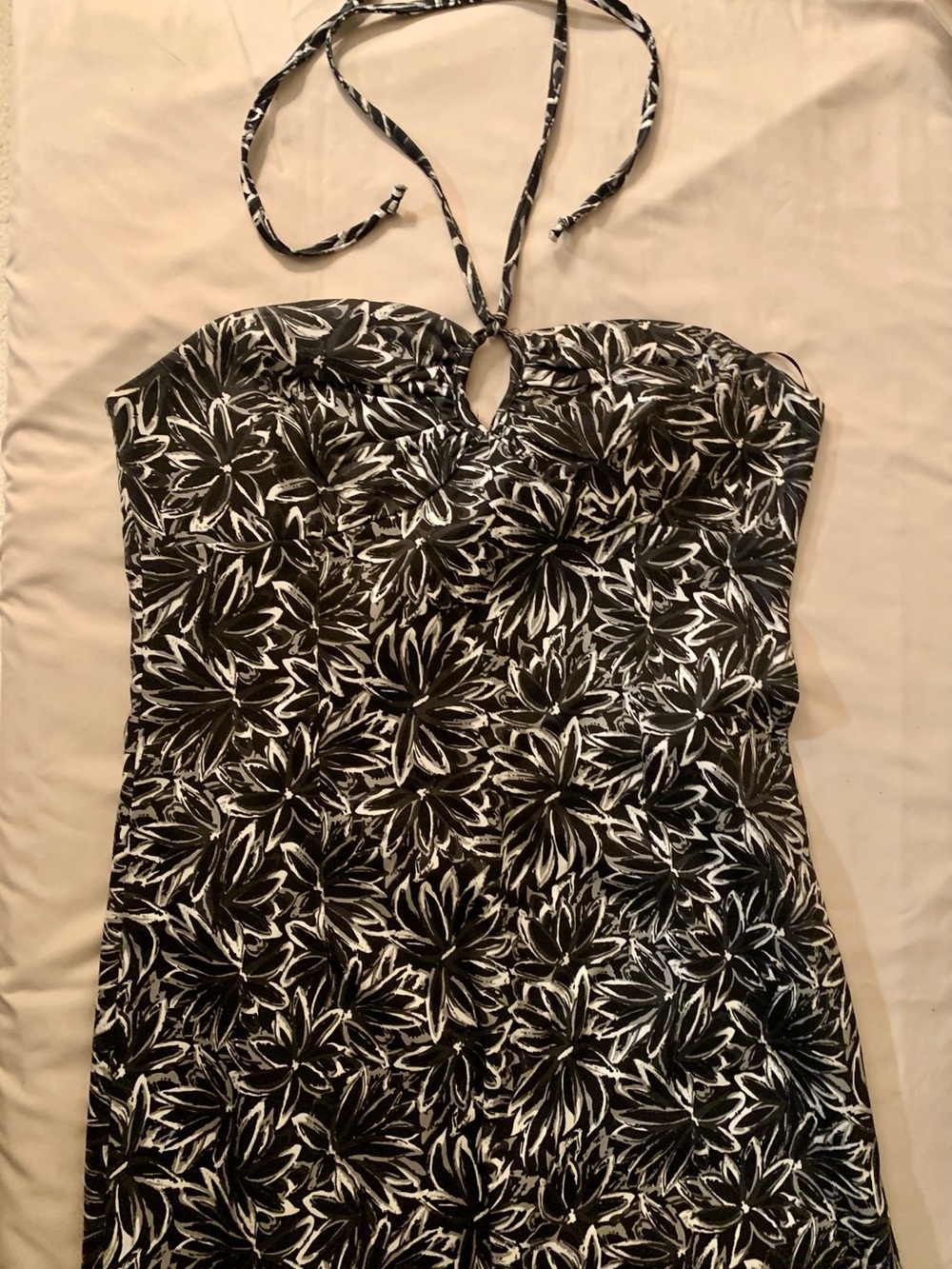 White House Black Market Black & White Floral Halter Mini Dress